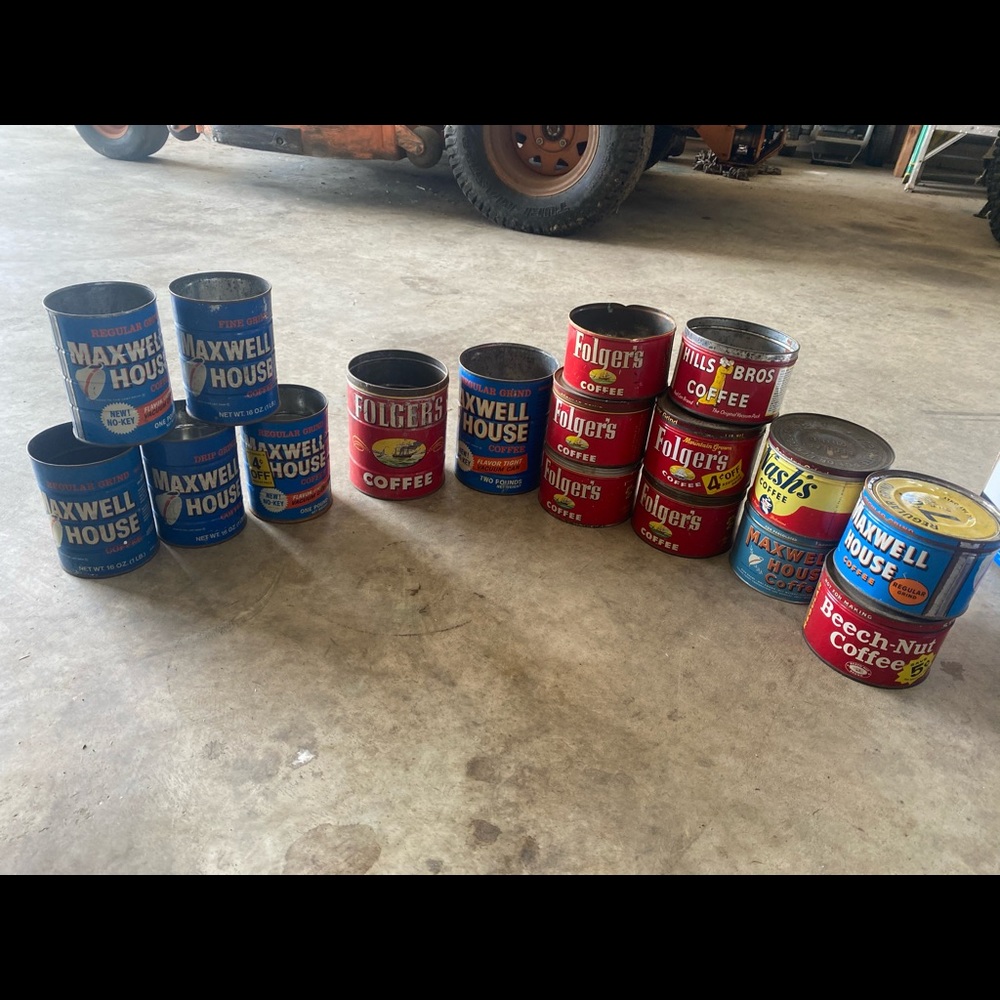 17 vintage coffee cans